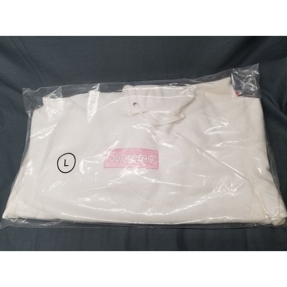 Supreme Box Logo Hooded Sweatshirt (FW25) White Pink Size Large BRAND NEW